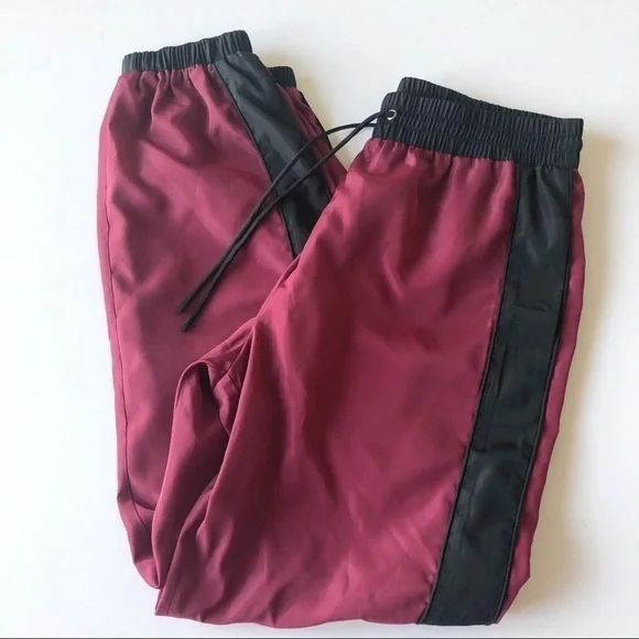 LPA Womens Black Burgundy Gino Track Jogger Lightweight Windbreaker Pant Size S - Picture 2 of 8